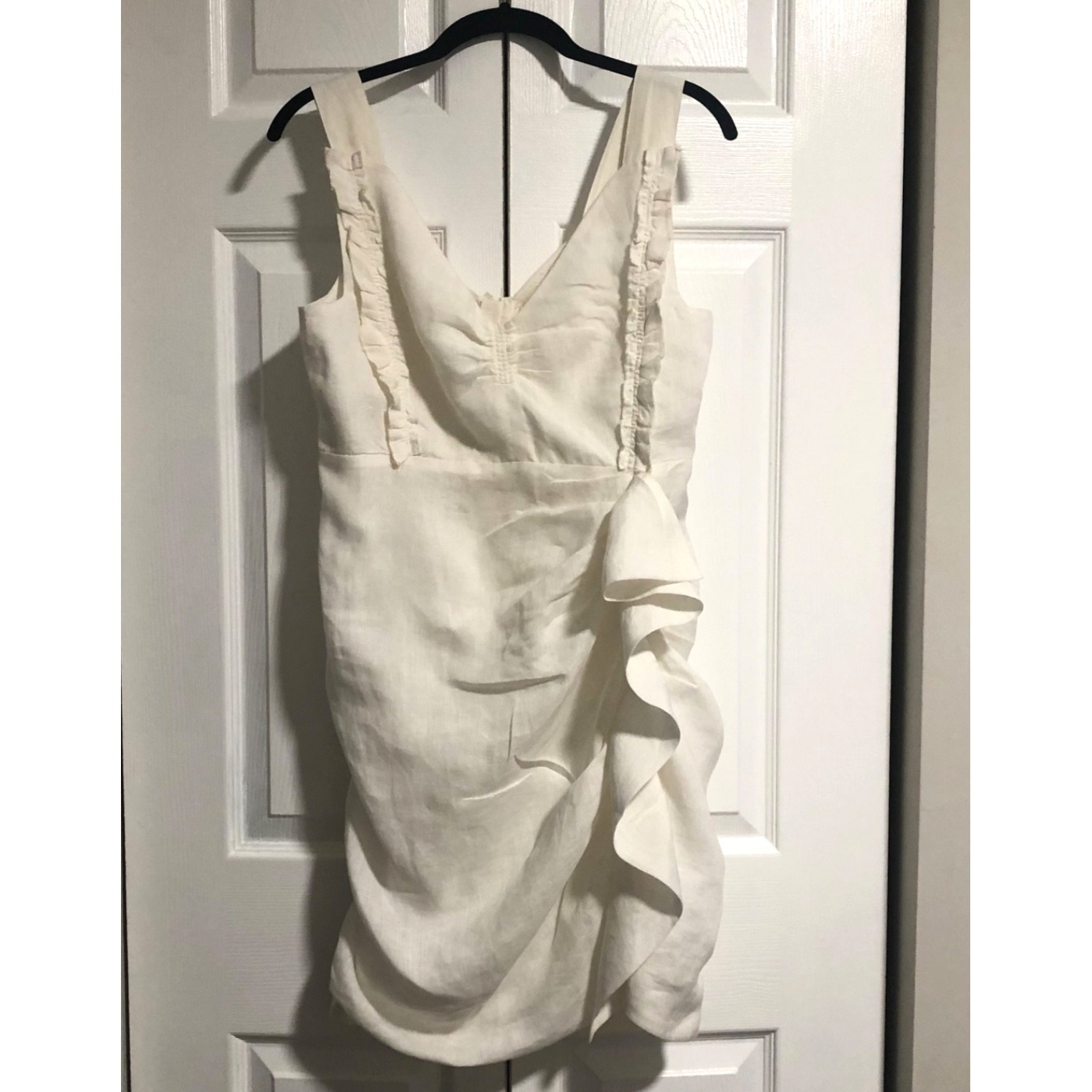 Isabel Marant Toile Linen Ruffle Mini Dress Ivory Cream Size Eu 38